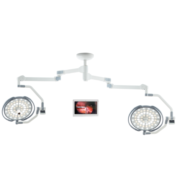 Surgical Light, Double Head, With Wall Monitor and Camera LD20.24